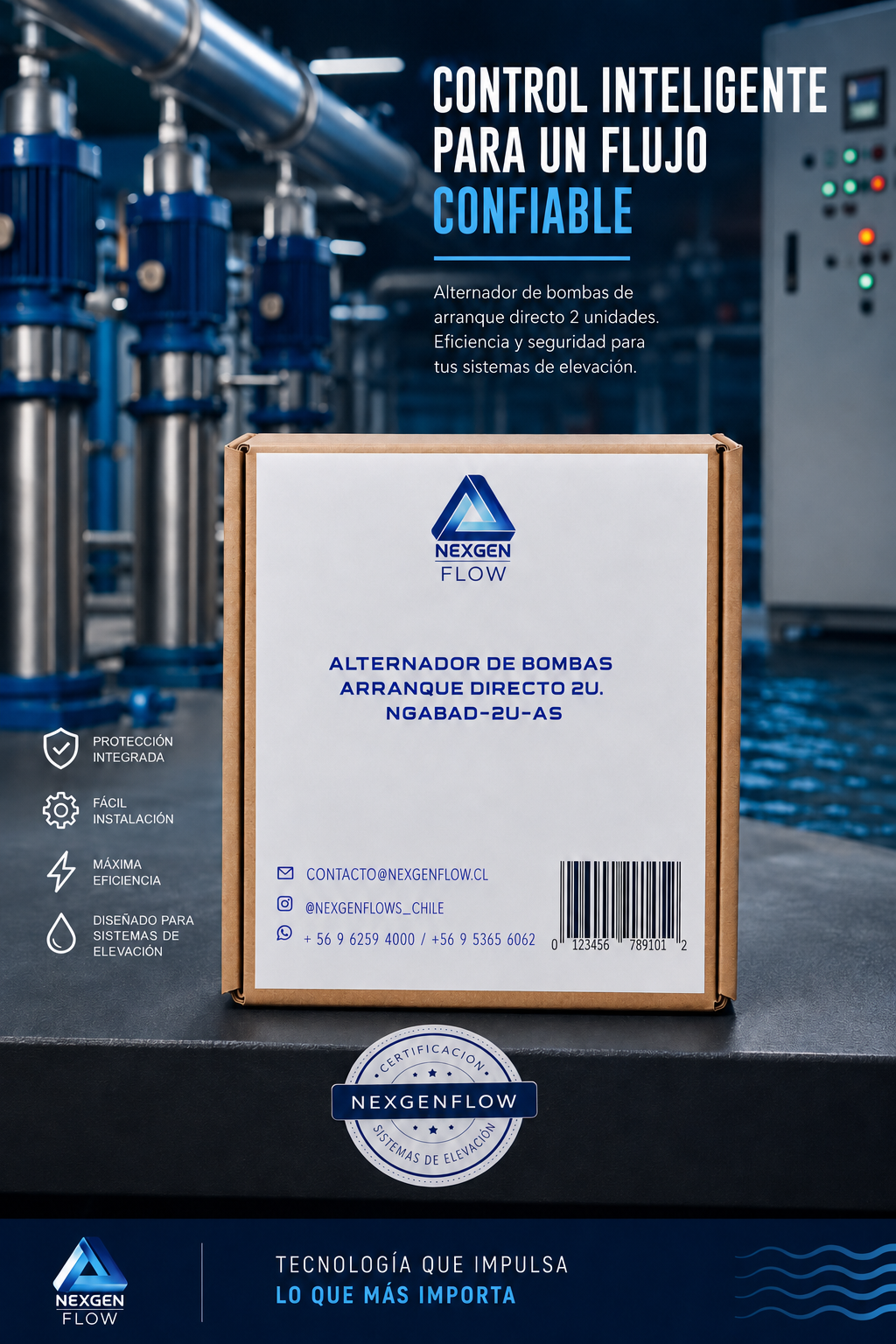 Alternador de bombas de arranque directo 2 unidades, modelo NGABAD-2U-AS de NexgenFlow